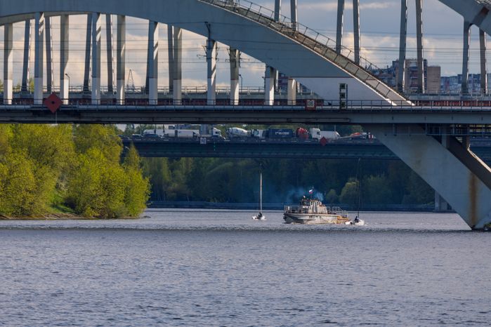 Речной транспорт на Химкинском водохранилище в Подмосковье