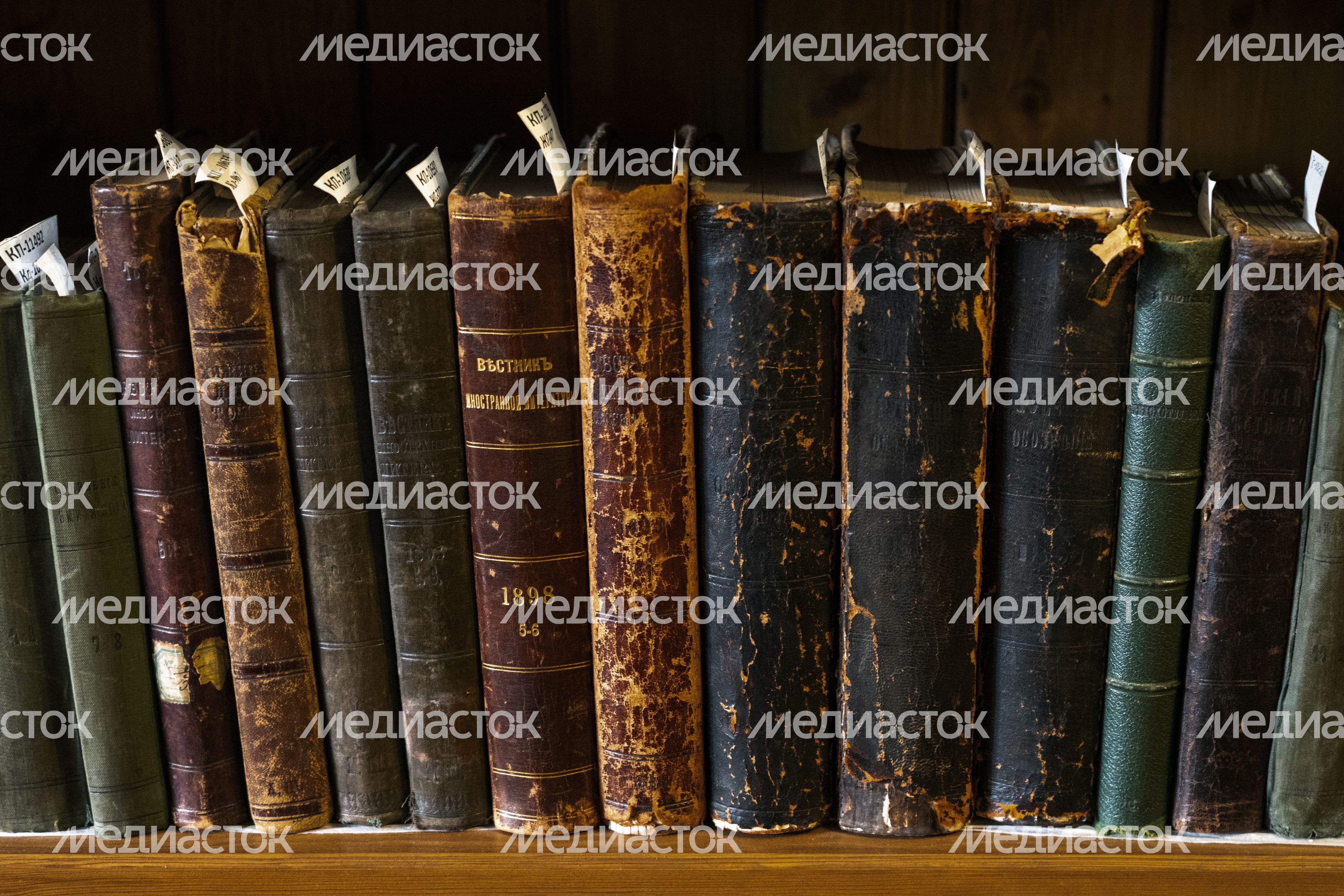 Старинные книги на полке библиотеки в усадьбе Шахматово в Клину Старинные книги на полке библиотеки в усадьбе Шахматово в Клину