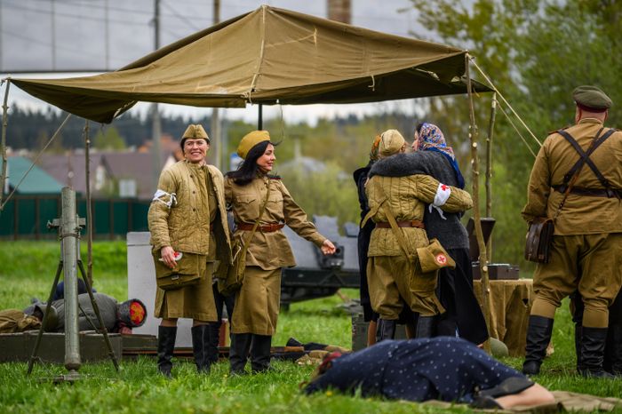 Военно-историческая реконструкция событий мая 1945 года в музее истории танка Т-34 в Мытищах