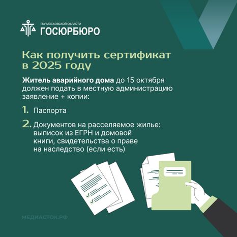 Выдача сертификатов на переезд из аварийного жилья в Московской области квадрат 04