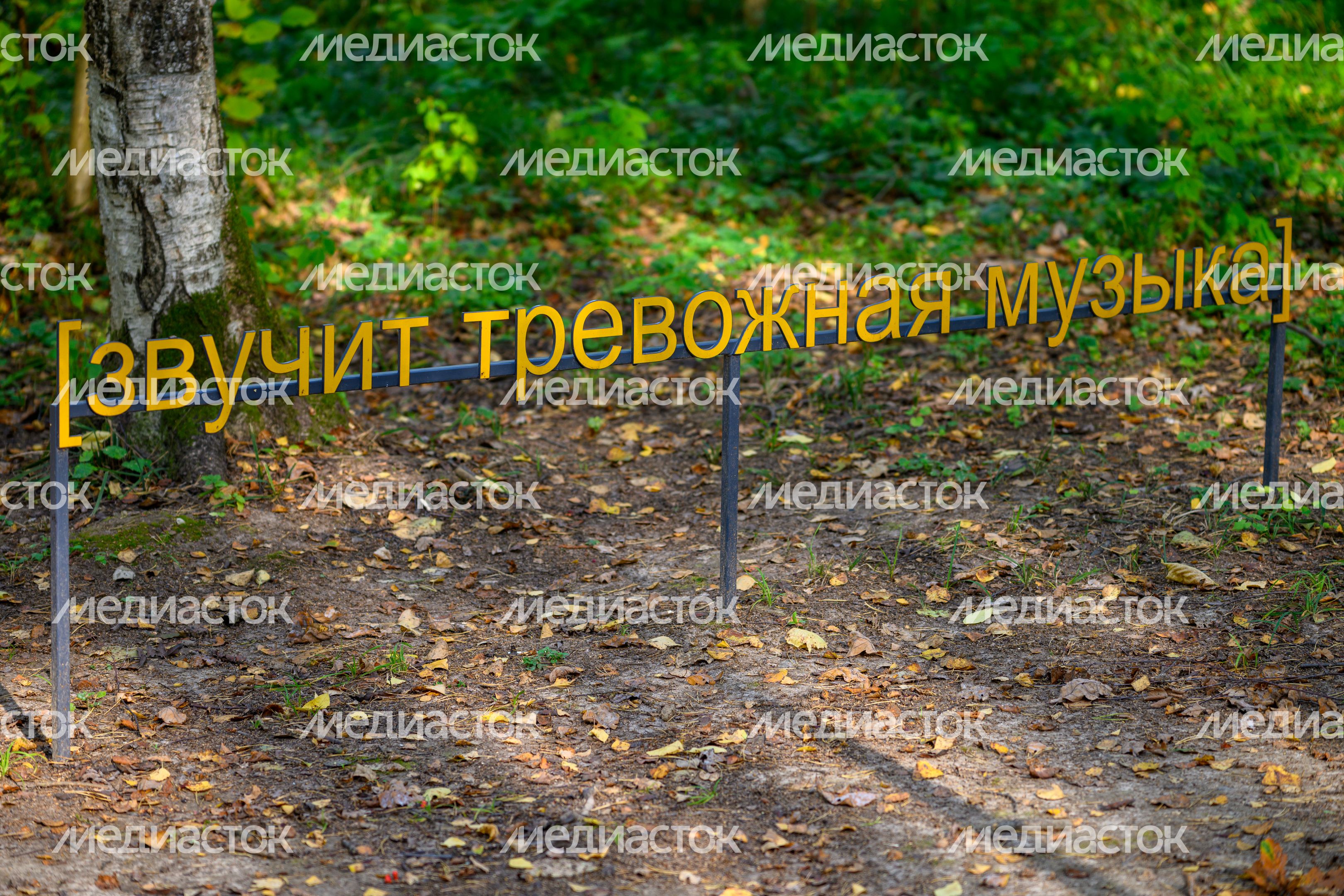 Арт-объект «Субтитры» группы «МишМаш» в парке Малевича Одинцовского округа осенью Арт-объект «Субтитры» группы «МишМаш» в парке Малевича Одинцовского округа осенью