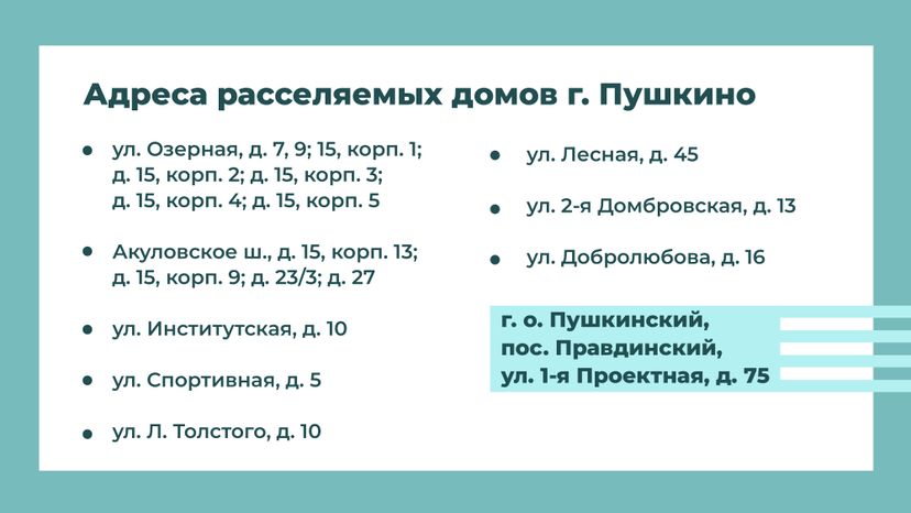 Переселение Пушкино Мамонтовка