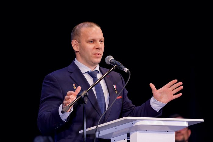 Космонавт Иван Вагнер на торжественной встрече космонавтов в Звездном городке