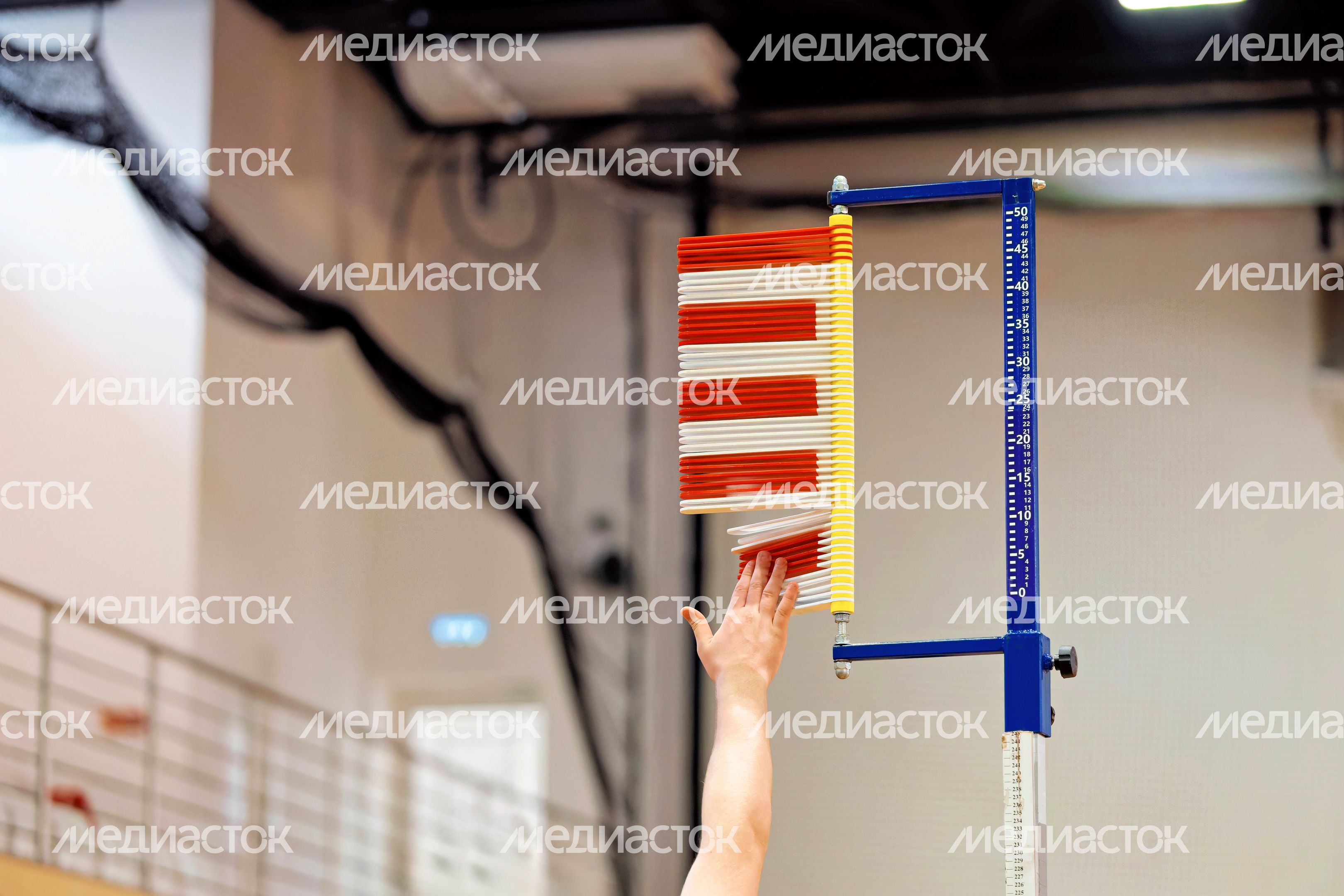 Волейболисты продемонстрировали высоту прыжка на тренажере Волейболисты продемонстрировали высоту прыжка на тренажере