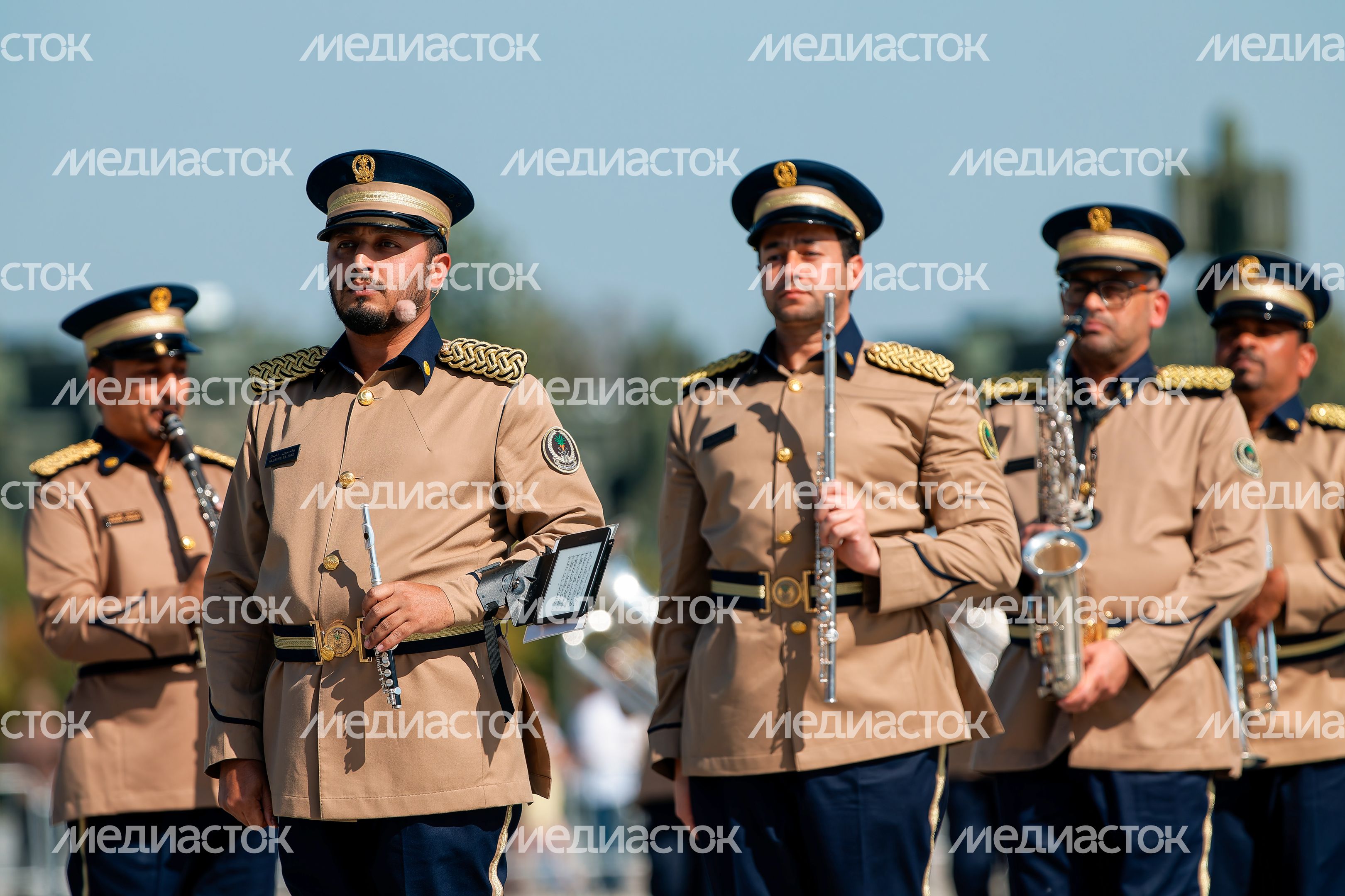 Военный оркестр силовых ведомств Объединенных Арабских Эмиратов на военно-музыкальном фестивале «Спасская башня» у Главного храма ВС РФ
