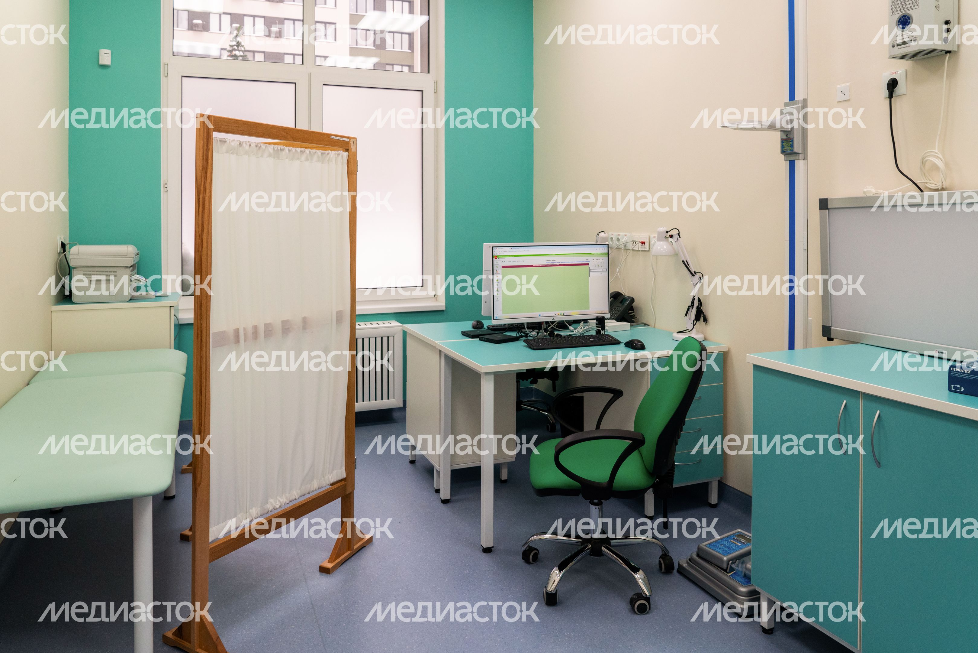 Кабинет травматолога в новой детской поликлинике ЖК «Бригантина» в Долгопрудном Кабинет травматолога в новой детской поликлинике ЖК «Бригантина» в Долгопрудном