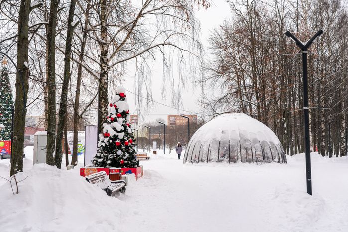 Зима в городском парке культуры и отдыха в Долгопрудном