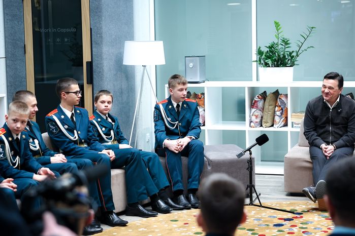 Встреча Губернатора Подмосковья с ребятами из кадетской школы «Корабелы Прионежья»