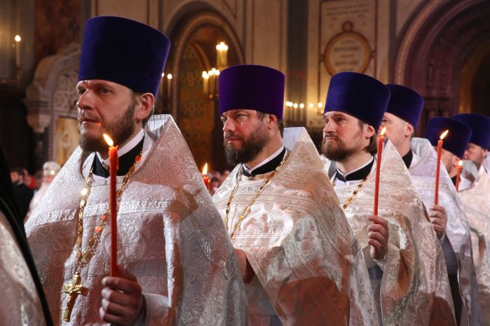 Пасхальное богослужение в Храме Христа Спасителя в Москве