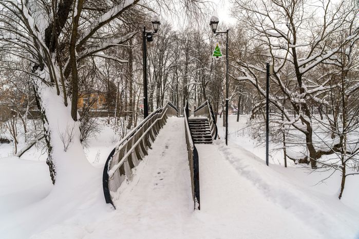 Городской парк культуры и отдыха Чехова зимой