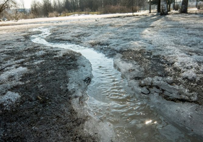 Ручьи талой воды в Истре