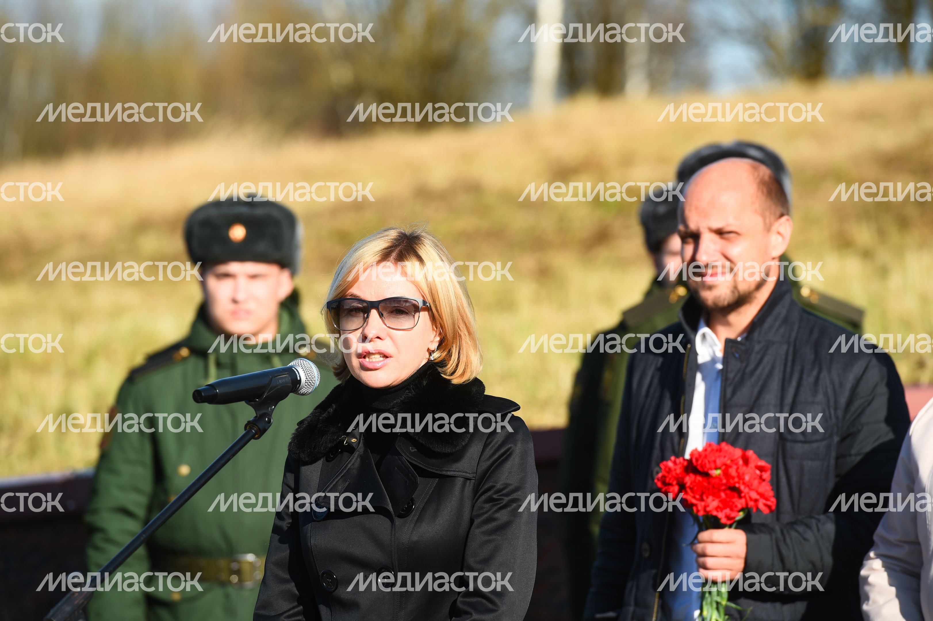 Открытие после реставрации воинского мемориала в деревне Ельня в Подмосковье Открытие после реставрации воинского мемориала в деревне Ельня в Подмосковье