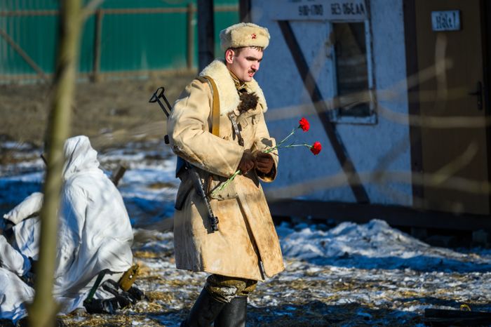 Военно-историческая реконструкция в музее танка Т-34 в Мытищах