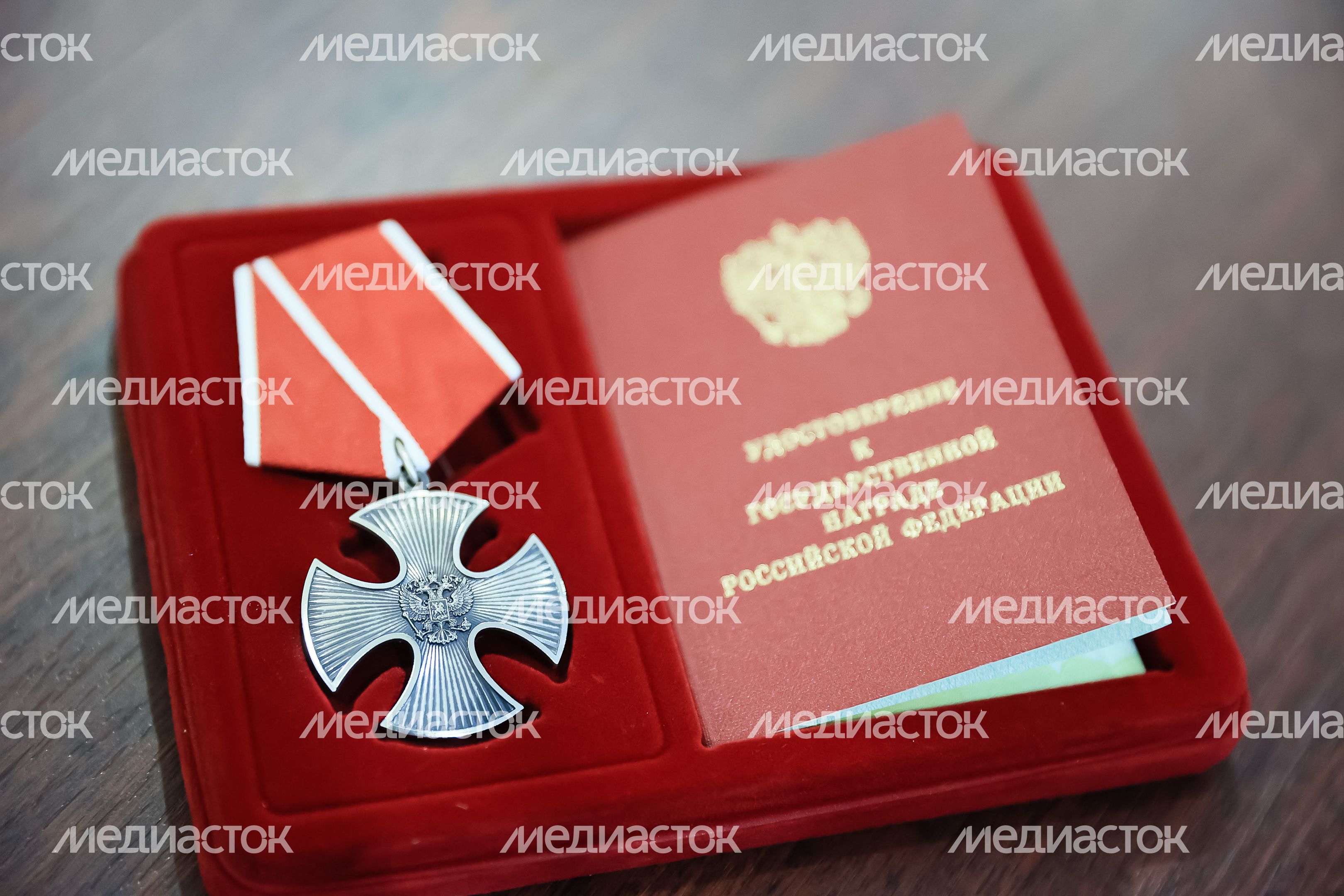 Вручение Губернатором Ордена Мужества добровольцу из Подольска