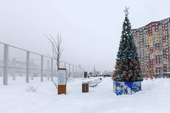 Новогодняя елка в сквере Защитников Москвы в Лобне