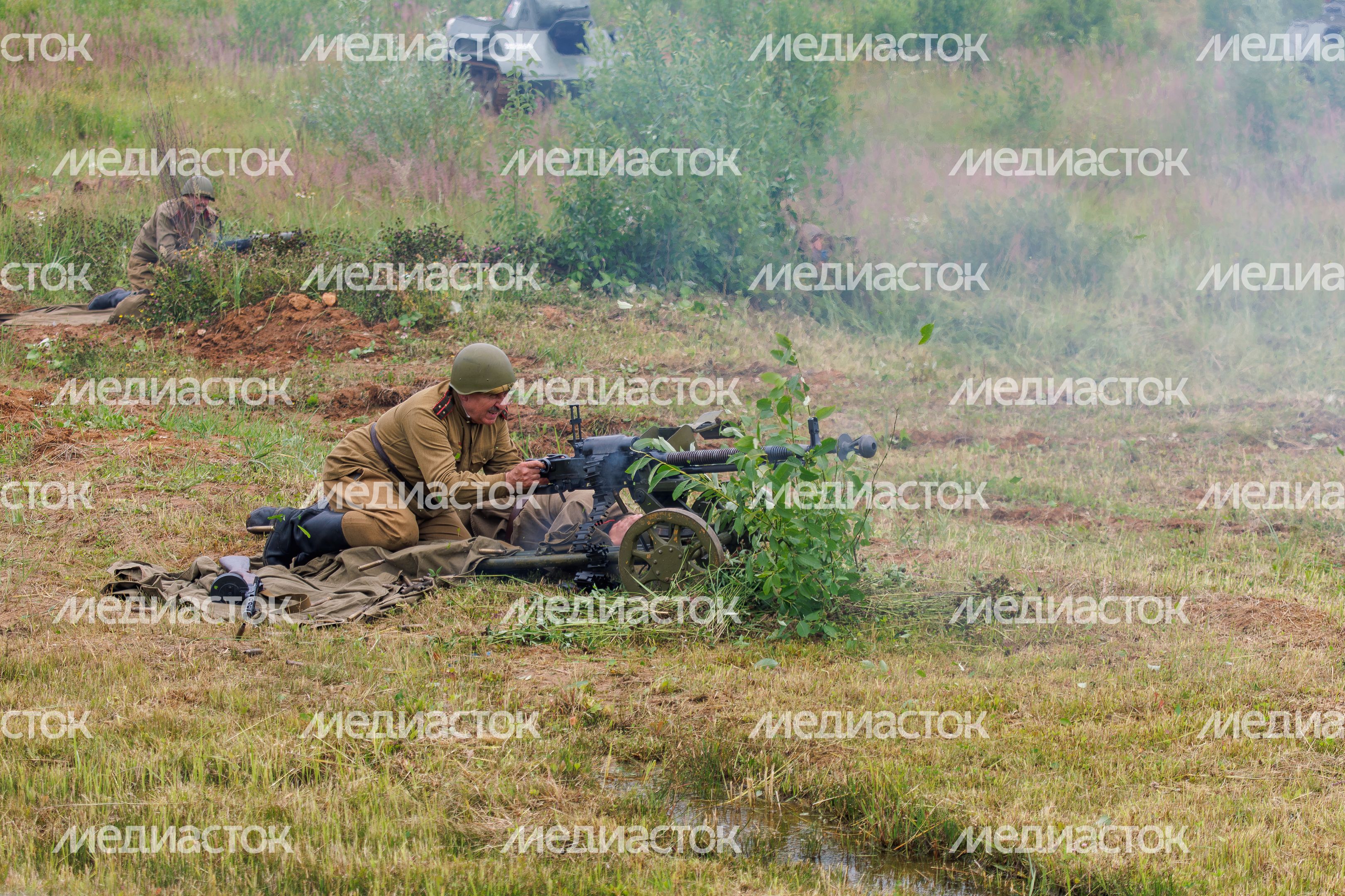 Эпизод Курской битвы под Прохоровкой на военно-исторической реконструкции в Центральном парке «Патриот»