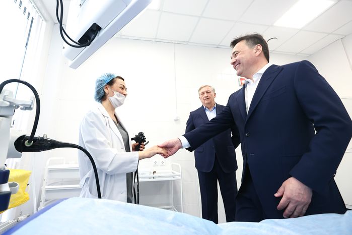 Посещение Губернатором Подмосковья новой пристройки к поликлинике №1 в Реутове