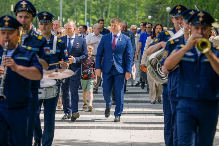 Торжественная встреча космонавтов в Звездном городке