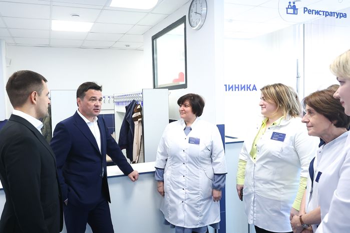 Посещение Губернатором Подмосковья новой пристройки к поликлинике №1 в Реутове
