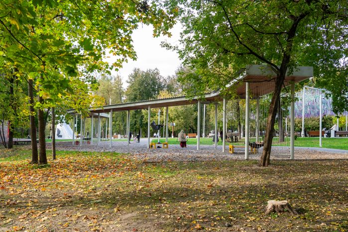 Качели в Истринском городском парке осенью