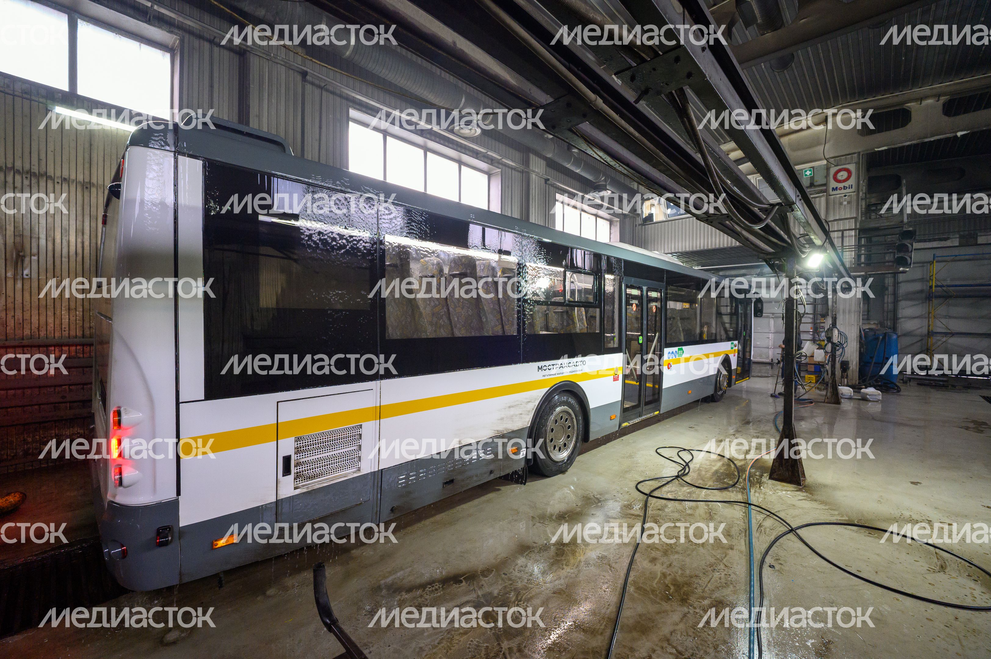 Мойка кузова автобуса перед отправлением в рейс Мойка кузова автобуса перед отправлением в рейс