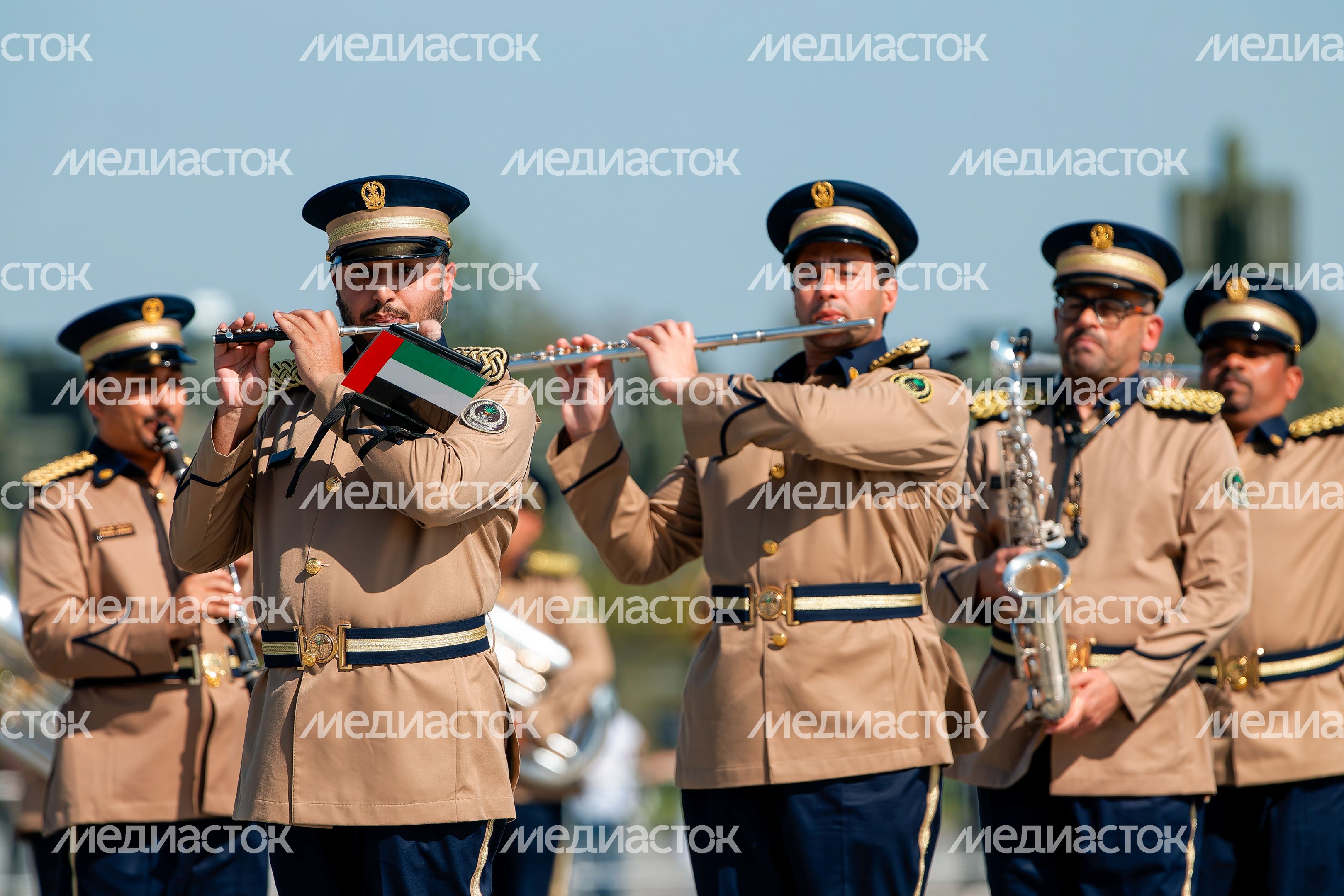 Военный оркестр силовых ведомств Объединенных Арабских Эмиратов на военно-музыкальном фестивале «Спасская башня» у Главного храма ВС РФ