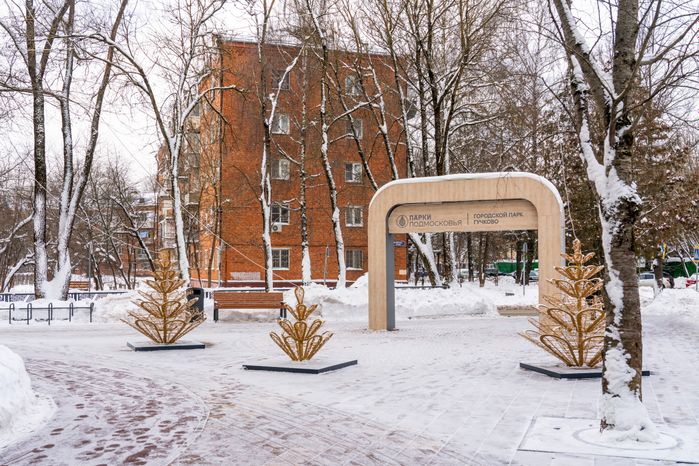 Зима в городском парке «Гучково» в Дедовске округа Истра