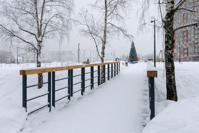 Зима в сквере Защитников Москвы в Лобне