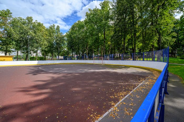 Спортивная площадка в Зарайском центральном парке культуры и отдыха летом