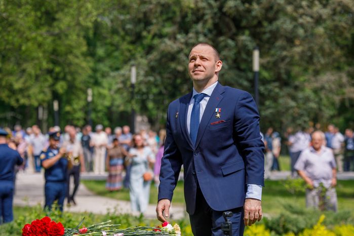 Космонавт Иван Вагнер на торжественной встрече космонавтов в Звездном городке
