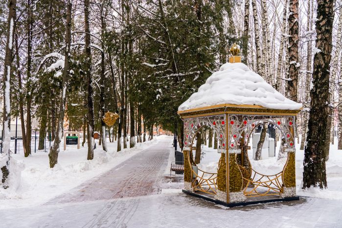 Зима в городском парке «Гучково» в Дедовске округа Истра
