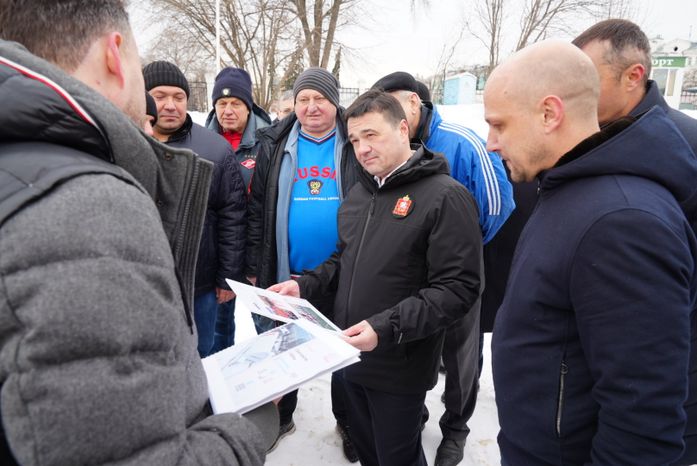 Посещение места строительства нового стадиона «Торпедо» в Люберцах Губернатором Подмосковья