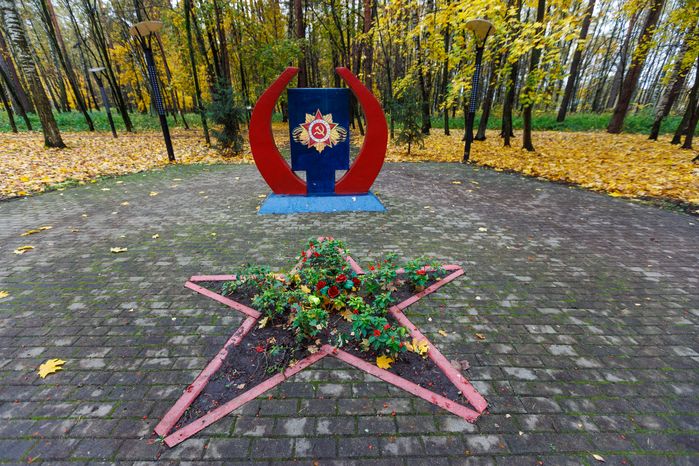 Мемориальная аллея в Центральном парке культуры и отдыха в Ногинске осенью