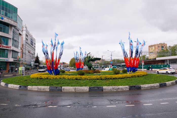 Украшение улиц ко Дню Победы в Химках
