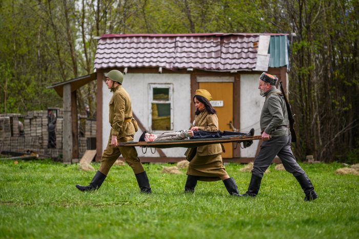 Военно-историческая реконструкция событий мая 1945 года в музее истории танка Т-34 в Мытищах