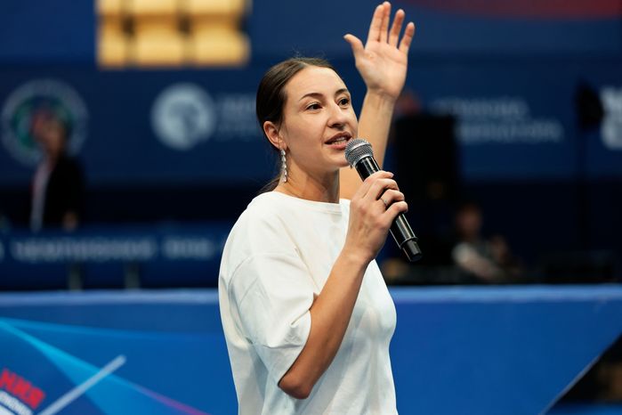 Двукратная олимпийская чемпионка по фехтованию на саблях Яна Егорян на турнире в Химках