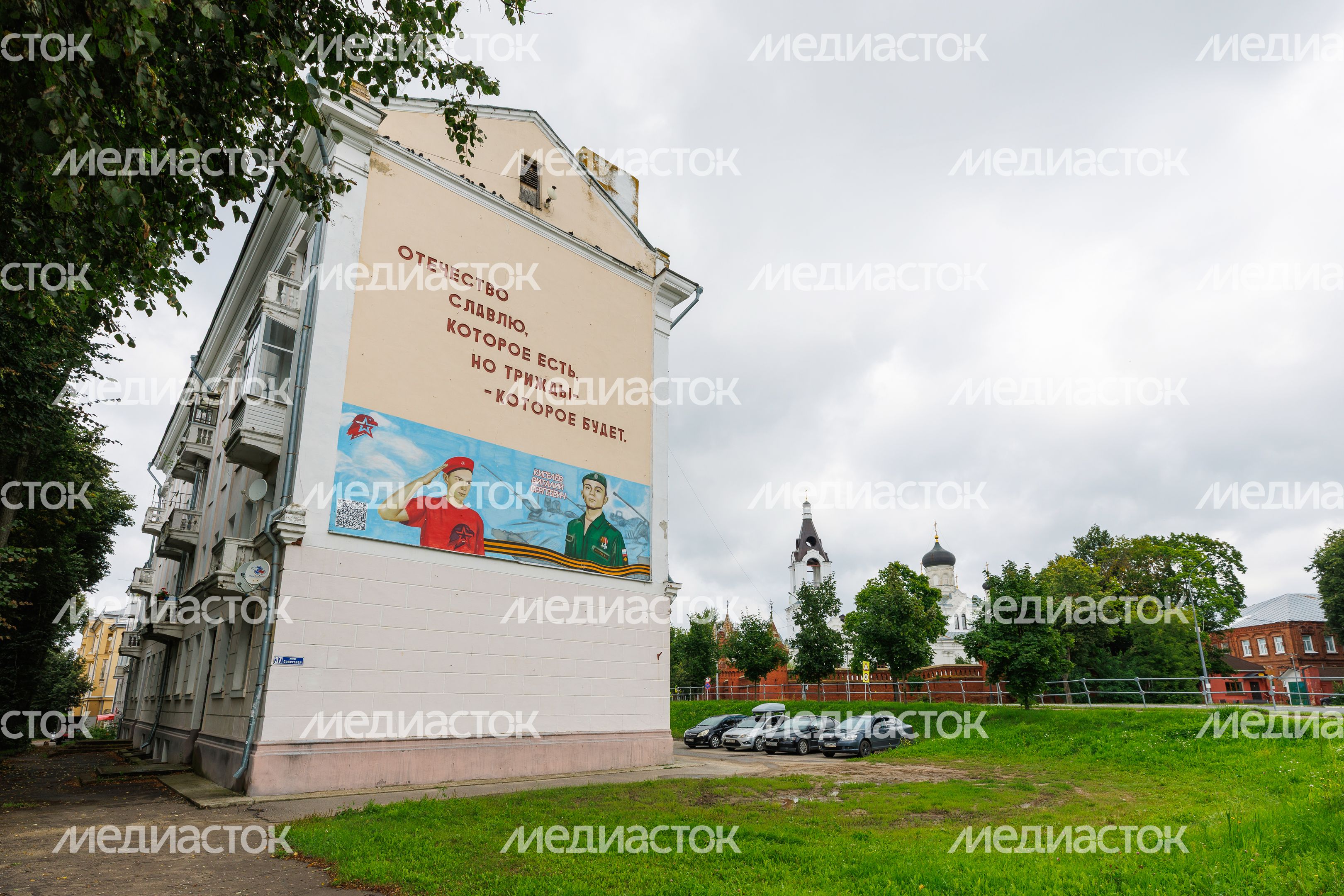 Мурал на фасаде многоквартирного дома в Егорьевске Мурал на фасаде многоквартирного дома в Егорьевске